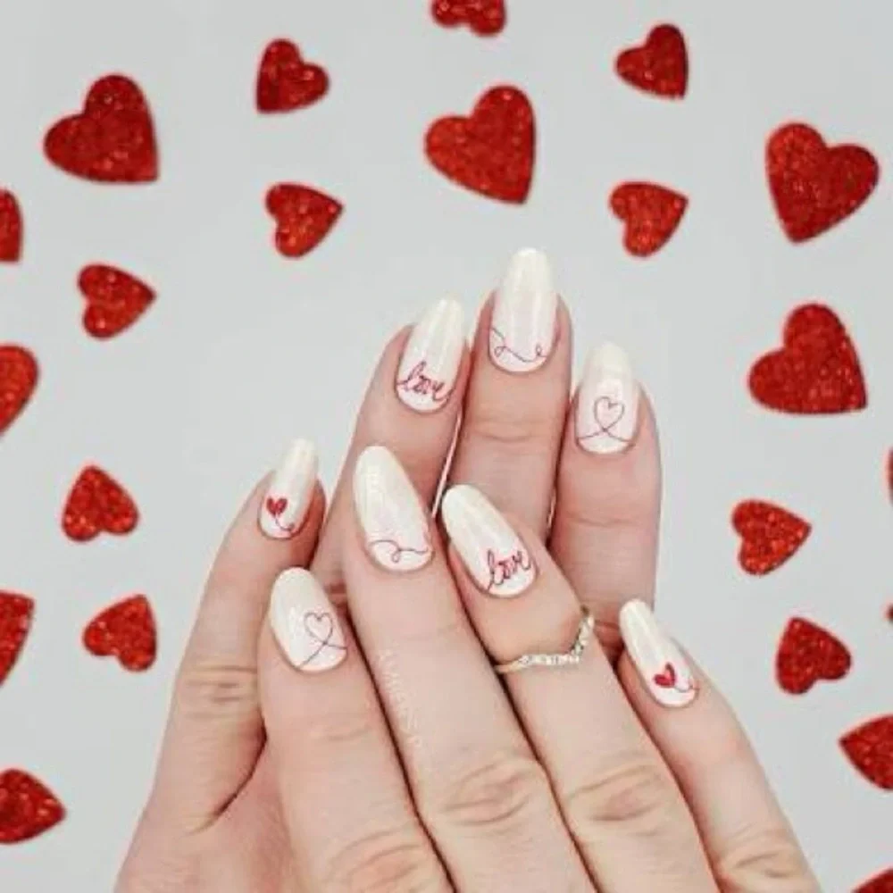 LOVE LETTER Retired Color Street Red & White Valentine’s Day Nail Set Love Nails - Picture 3 of 7